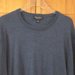 Brooks Brothers Men's Sweater  XXL 100% Saxxon Wool Pullover Charcoal Gray Crew